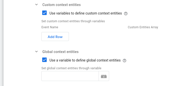 context entities settings through variable